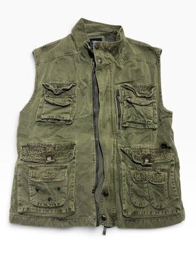 Classic Olive Green Utility Field Vest Outdoor Cargo Multi pockets vest